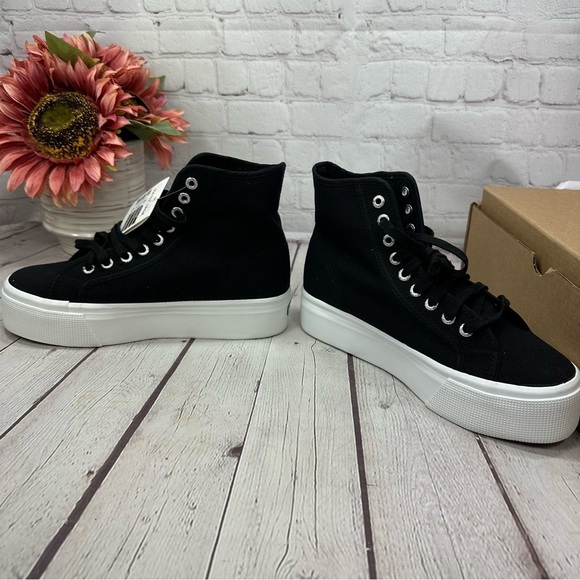 NWT superga 2708 black white platform high top sz 9 streetwear classic womens - Picture 3 of 10